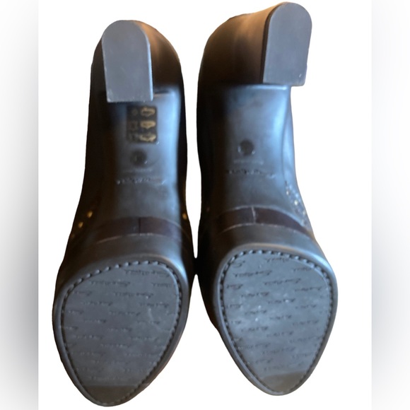 Santoni high heel platform boots black brown leather - Picture 5 of 11